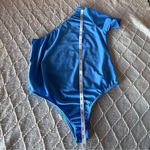 PrettyLittleThing blue one shoulder plain bodysuit for women size 8(L) - Picture 4 of 6